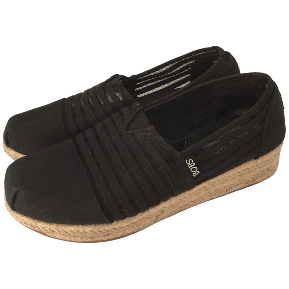 Skechers Bobs Espadrille Highlights 2.0 Homestretch Slip On Womens Shoe Black 9 - Picture 1 of 11
